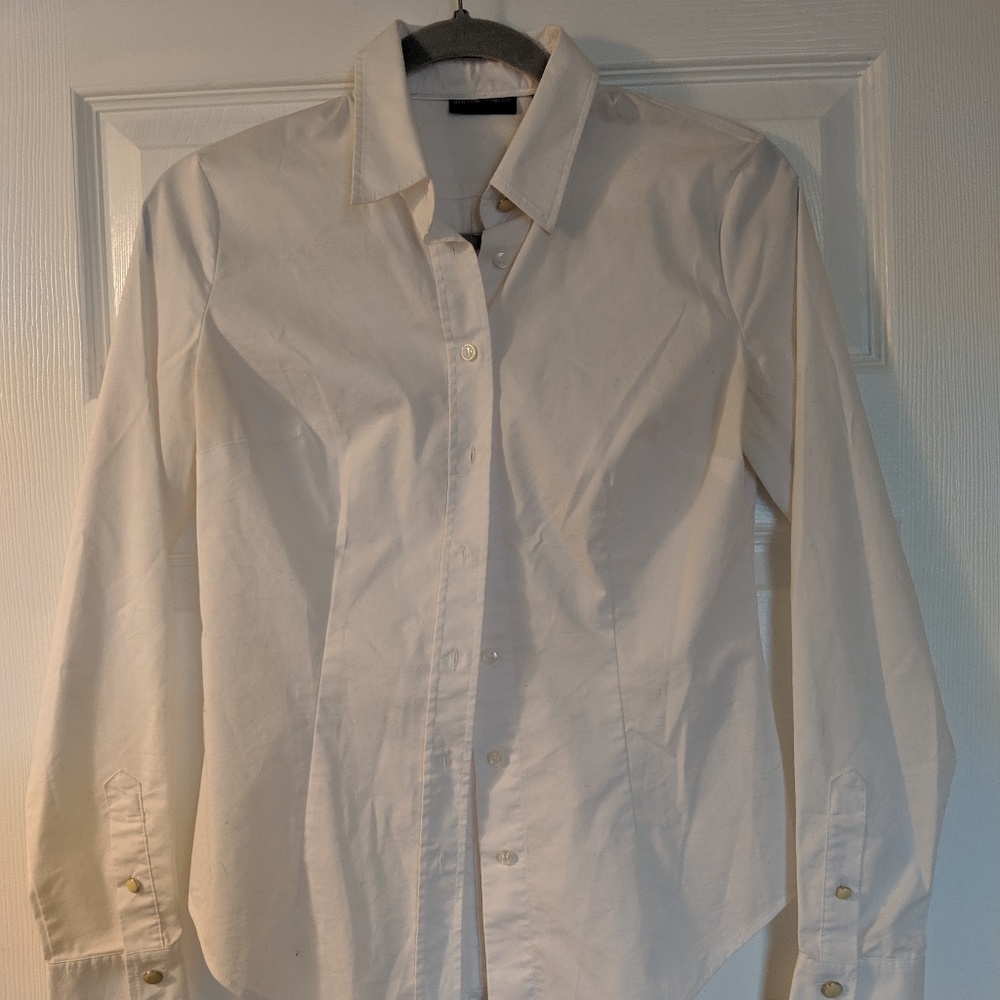 white long sleeve button-down
